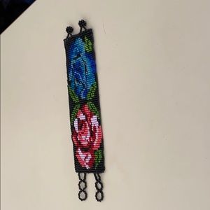 Handmade seed bead bracelet, flowers